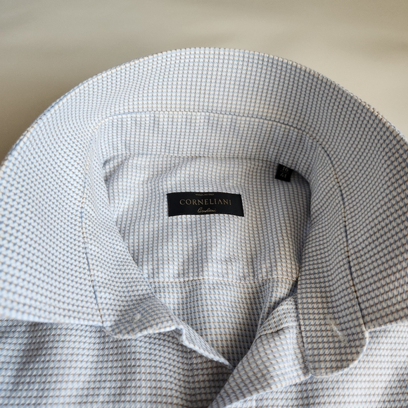 CORNELIANI Mens Button Up Long Sleeve Shirt Size: 16/41 Blue dot - Picture 14 of 15